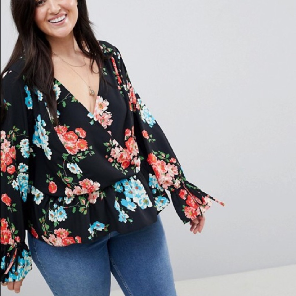 ASOS Curve Floral Wrap Top
